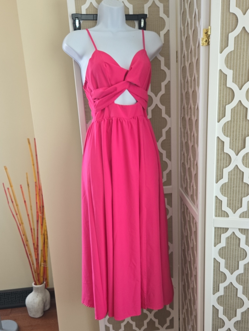 SHEIN Bright Fuchsia Spaghetti Strap Dress